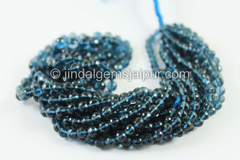 London Blue Topaz Faceted Round Beads